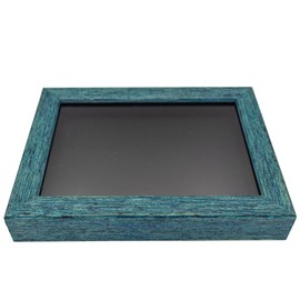 Rustic Blue 12x16 Wood Shadow Box Display Frame with Black Acid-Free Backing UV Acrylic & Hanging Hardware - with 3/4" Usable Depth - Great Magazine Display Frame Shadowbox