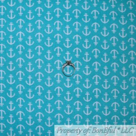 Waverly BonEful FABRIC FQ Cotton Quilt Mint Green Aqua Teal Blue White ANCHOR Sea Water