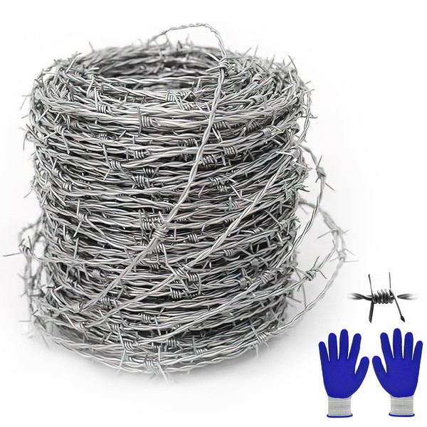 Stacheldraht 1,6 mm x 10m, 4 Punkt Stacheldraht Zaun, Stark