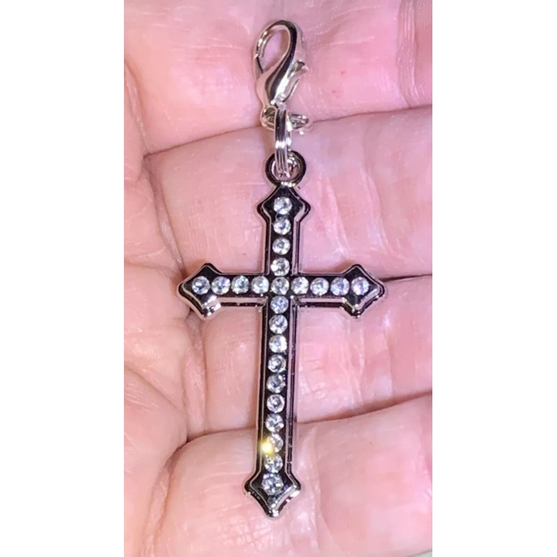 Silver Cross ✝️ Crystal Clear CZ Zipper Pull & Keychain