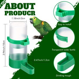 Threehoney 16 Pcs Automatic Bird Water Dispenser Plastic Bird Feeder Drinker Waterer for Pet Parrots Cage Parakeets Cockatiel Budgie Pigeon Quail Lovebirds Watering Supplies Drinking Bottle