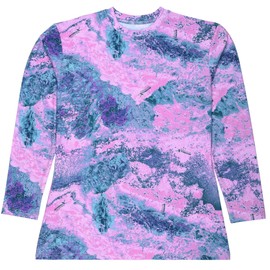 Realtree Xtreme Fishing Camo Lavender Haze Shirts for Women Long Sleeve Polyester Performance Moisture Wicking UPF 30 Crewneck (US, Alpha, X-Large, Regular, Regular, Realtree Xtreme - Lavender Haze)