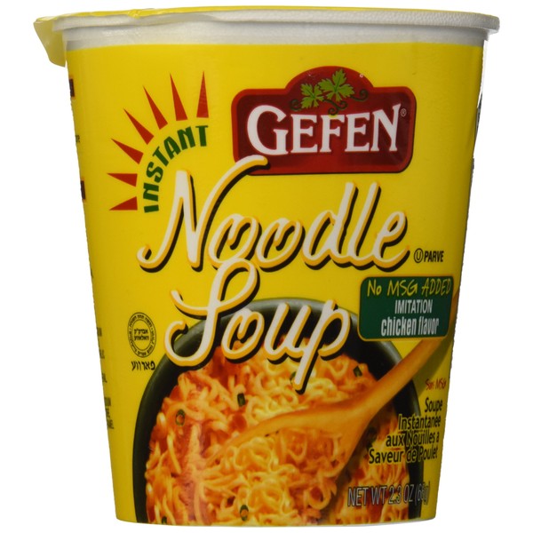 Gefen Instant Noodle Soup Cup 2.3oz (12 pack) (No MSG, Chicken Soup Flavor)
