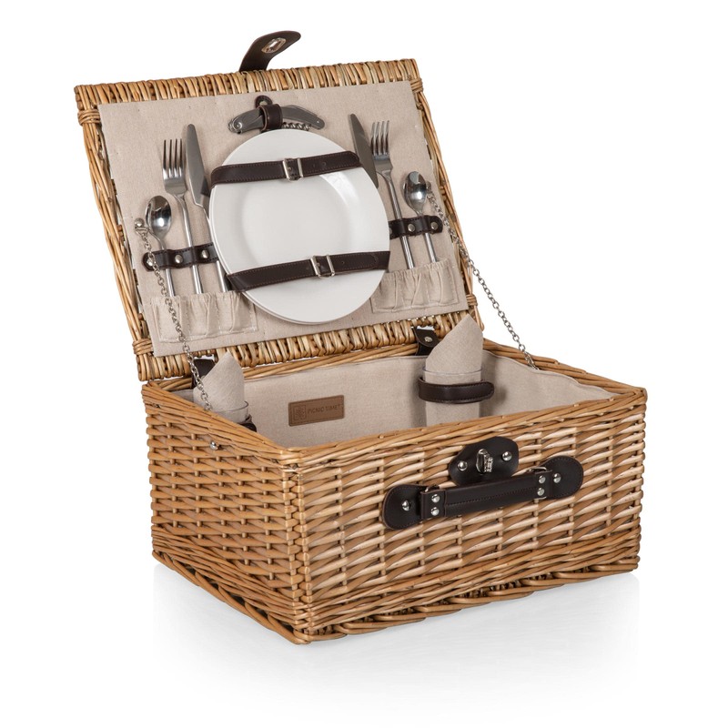 PICNIC TIME Classic Picnic Basket for 2, Romantic English-Style Wooden