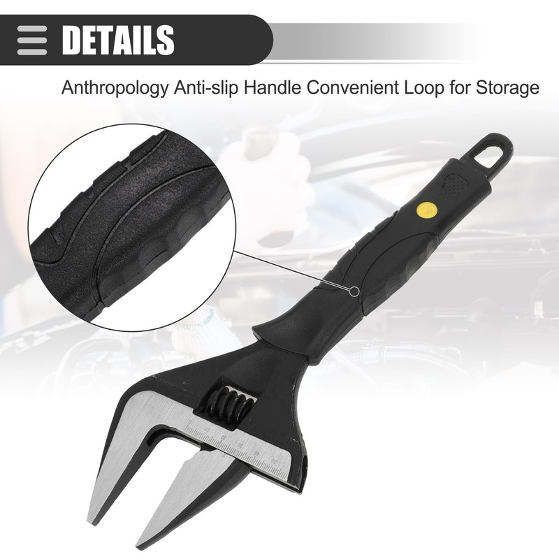 Motoforti Universal Adjustable Spanner Wide Jaw Opening Wrench Automotive Tool,