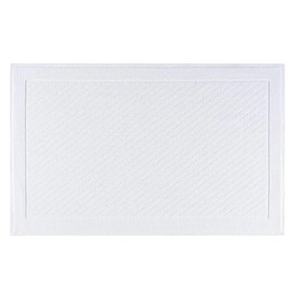 TRP Woven Textured Cotton Bath Rugs for Bathroom Non Slip Washable 24 X 36 | Pretty Bright White Color Soft Plush Dense Pile Quick Dry Super Water Absorbing Bath Mat Comfortable & Durable