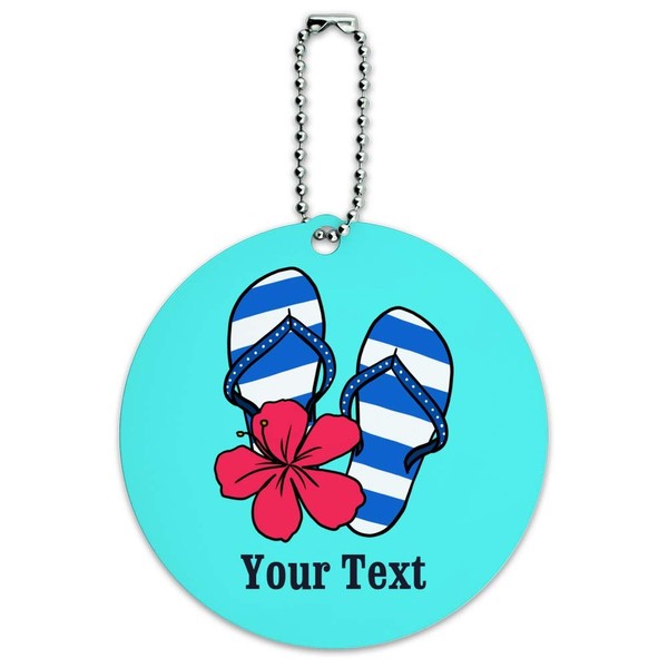 Personalized Custom 1 Line Flip Flops Round Luggage ID Tag