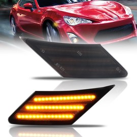 OFFKAT New 2 PCS Front Fender LED Side Marker Lights for 2013-2019 Scion FR-S Suba-ru BRZ Toyo-ta FT86, Smoked Lens Side Markers Turn Signal Lights, [Ultra-Bright] Amber LED Side Bumper Marker Lamp