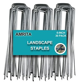 AMRITA Stakes for Garden Hose 30 Pack，Galvanized Soaker Hose Grounding Hooks ，6 inch Landscape Staples.(Stakes)