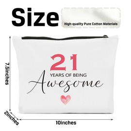 FBCCZEY Funny 21st Birthday Gifts for Her Women Makeup Bag, Happy Anniversary 21st Birthday Party Supplies Decorations for Her Makeup Pouch, Birthday Gifts for 21 Year Old Women Cosmetic Bag