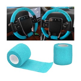 KHGUZ Car Steering Wheel Cover Wrap Tape, 2PCS Non-Slip Sweat-Absorbent Steering Wheel Protective Strap Bandage, Breathable Vehicle Interior Accessories, Universal for SUV RV Truck (Blue)