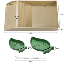 Hacaroa 4 Pcs Tortoise Water Dish with Ramp and Basking Platform, Mango Reptile Food Dish Turtle Water Bowl, Reptile Bathing Pool Amphibians Habitat Accessories for Lizard, Box Turtle, Horned Frog