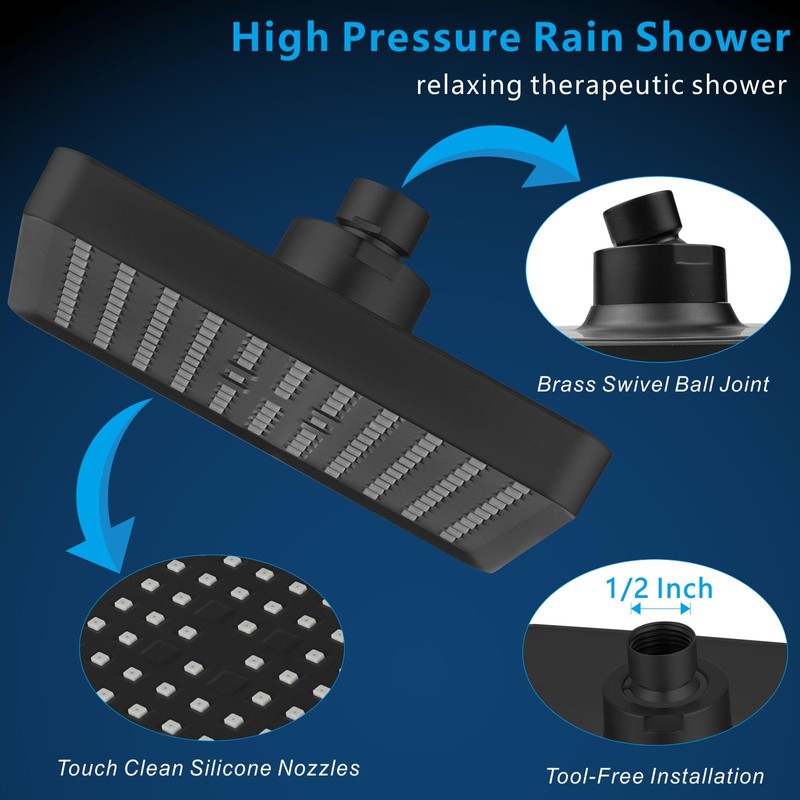 Voolan High Pressure Rain Shower Head - Luxury Modern Look