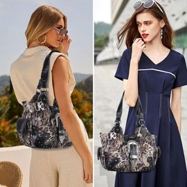 Angel Kiss Hobo Bags for Women Vegan Leather Purses and Handbags Ladies Chic Shoulder Bags Crossbody Purses with Metal Studs