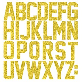 QIUKUI 4set 2 Inch Vinyl Iron on Letters Heat Transfer Letters Alphabets for Clothing T-Shirt Bag（Gold）…