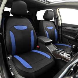 CAR PASS 3D Air Mesh in Cloth Leather Grain Breathable Car Seat Covers Full Set, Universal Compatible Fit 95% Car,SUV,Truck,Sedan,Van,Automotive, 3zipper Rear Bench Armrest Airbag Sports, Black Blue