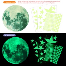 Konsait Glow In The Dark Stickers, 435pcs Luminous Dots Stars and Moon DIY Wall Stickers, Glow in the Dark Stars Ceiling Wall Decorations for Bedroom Nursery Baby Kids Living Room Decor