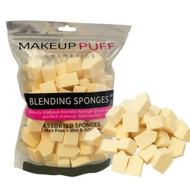 Makeup Sponges Set 60 Count Triangle Cosmetic Wedges for Foundation Blending, Nail Art, Crafts, Face Painting | Beauty Sponges Cosmetic Rectangular Wet or Dry Use (Skin color)