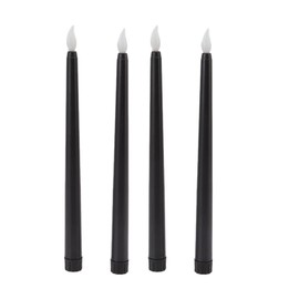 Velas LED, 4 Piezas Vela Cónica Eléctrica De Luz Cálida De Plástico Sin Llama para Fiestas, Bares, Decoraciones De Bodas, Iglesias, Propuestas (BLACK)