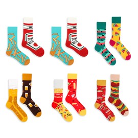 COM4SPORT Fun Socks for Women,6 Pairs Womens Novelty Socks Ketchup French Fries Personality AB Socks Food Theme Funny Crew Socks Gifts for Women Girl