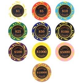 Nmroim 13.5 Grams Clay Playing Cards Texas Hold'em Casino Chips Professional Gaming Experience with an Attractive Storage Bag for Poker Parties, 50 Pieces