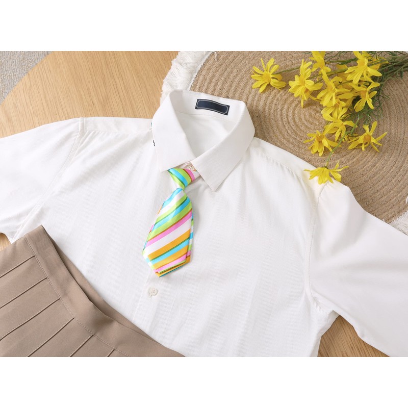Elerevyo Women's Cute Uniform Necktie, Pre-tied Knot, Striped Short Necktie,