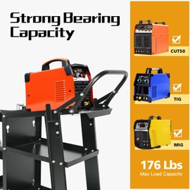 MAYNIYJK Welding Cart Heavy Duty Welder Cart for MIG/TIG Welder and Plasma Cutter, 3-Tier Welding Cart with Wheels Handles and Gas Tank Holder, Black, 27.7" x 11.4" x 29.7"