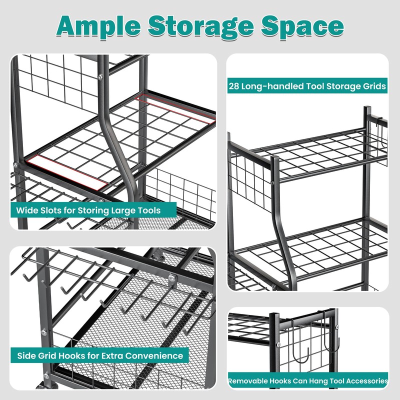 EVERHANGER Garden Tool Organizer Stand, Garage Tool Storage Organization, Yard