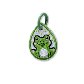 314PI Frog Smile Embroidery Keychain, Size 2" Embroidered Tag Keychains, Embroidery Patch with Colorful Keyrings for Backpack Clothes Motorcycles Scooters Cars Key Accessories, Natural Animal Gifts
