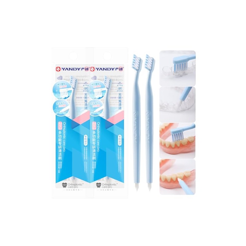 YANDY - Cepillo de dientes de cerdas suaves para dentaduras,