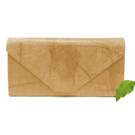 NELUHA Purse Clutch Made of Teak Leaves, Vegan Sustainable Leather Alternative - Purse with Many Compartments Hinged with Zip, cream, Casual