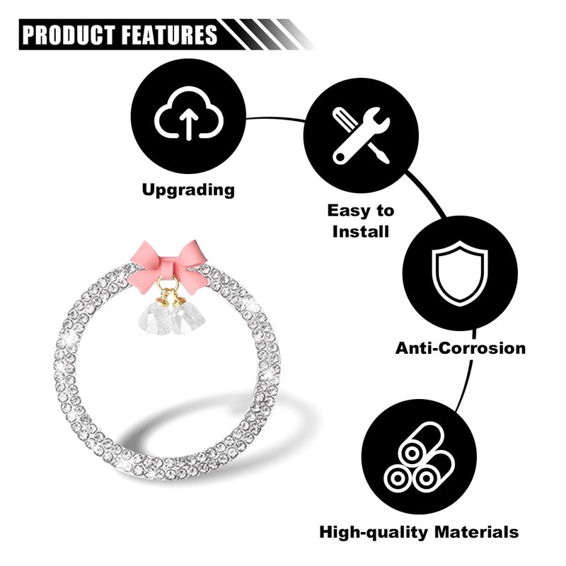 Bling Diamond Car Engine Start Stop Button Decoration Ring, Crystal