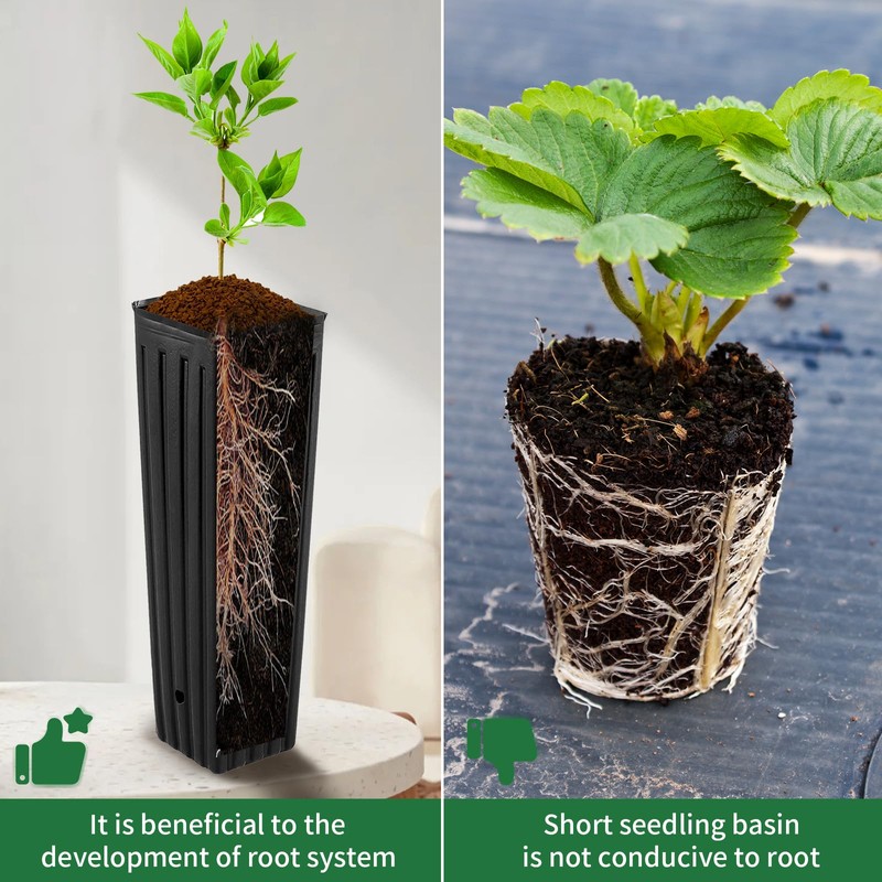 Hzloyat 50 Pcs Plastic Deep Nursery Treepots, 9.8" Tall Nursery