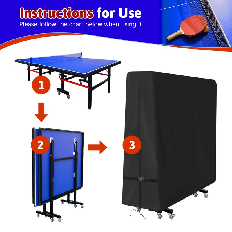Ping Pong Table Cover 600D Tennis Table Cover for Folding