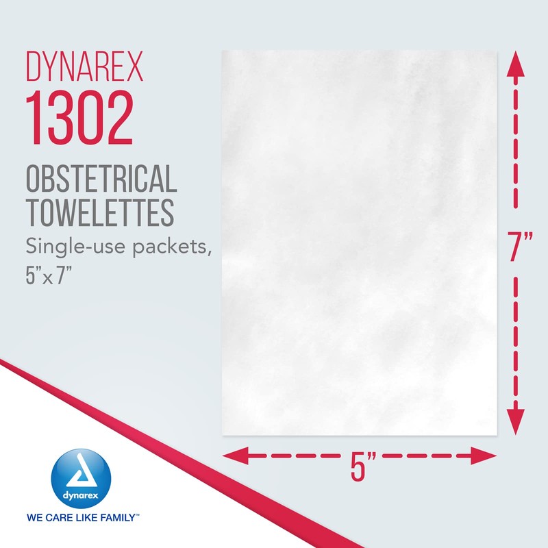 Dynarex 1302 Obstetrical Towelette, Benzalkonium Chloride Wipes with 5% Alcohol,