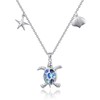 KINGWHYTE Opal Turtle Necklace 925 Sterling Silver Turtle Pendant with