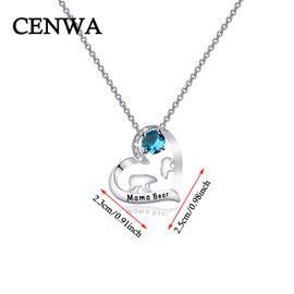 CENWA Mama Bear Necklace Mom Necklace Mama and Baby Bear Necklace with 12 Months Birthstone Birthday Gift Family Jewelry for Her (Decem Mama Bear N S)