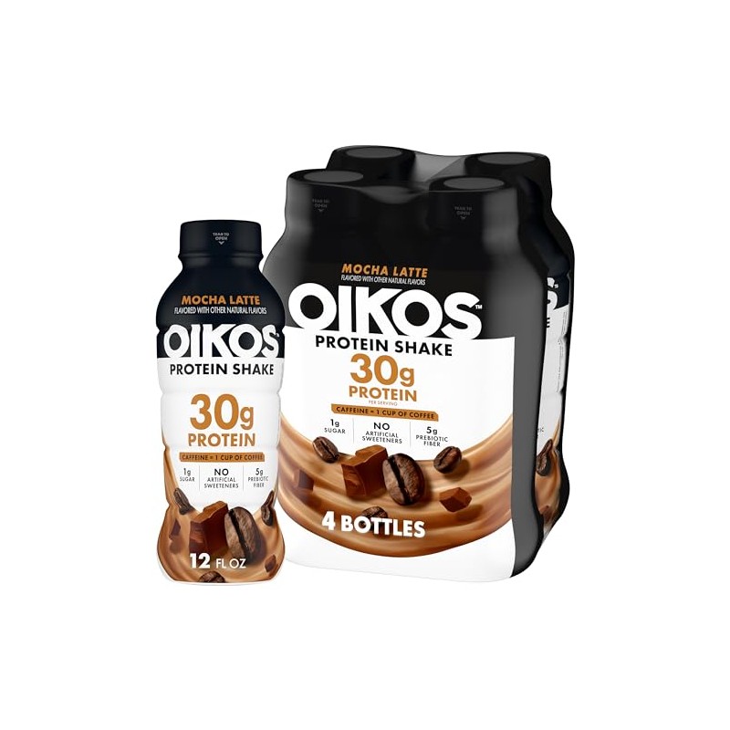 Oikos 30g Protein Shake, Mocha Latte, Shelf Stable, High Protein