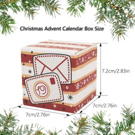 Allbusky 24PCS Christmas Advent Calendar Boxes, Kraft Paper Advent Gift Boxes Paper Candy Boxes, Christmas Advent Calendars Countdown Boxes for Kids and Family