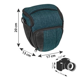 PEDEA Blue SLR Camera Shoulder Bag with Screen Protector for Canon EOS 5DS R, M6, M100, 100D, G1X Mark III, SX740, Nikon Z6, D850, Panasonic Lumix DC GH5, GX800, Sony Alpha 6000, 6500