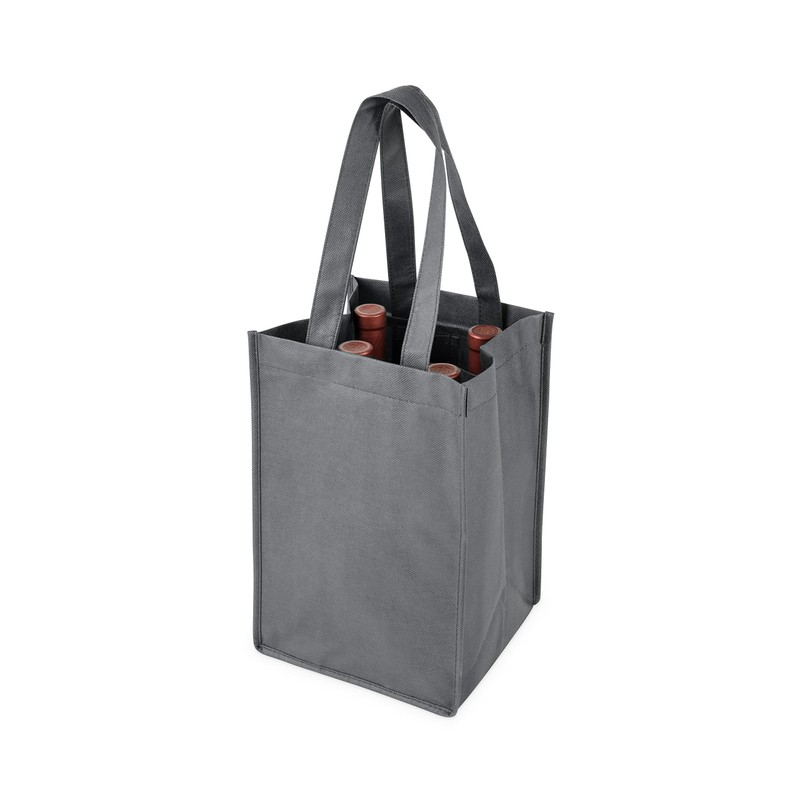 True 4 Bottle Non Woven Tote, Grey