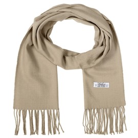 Falari Unisex Cashmere Feel Scarf 78" x 12" Plain Plaid, Solid Khaki