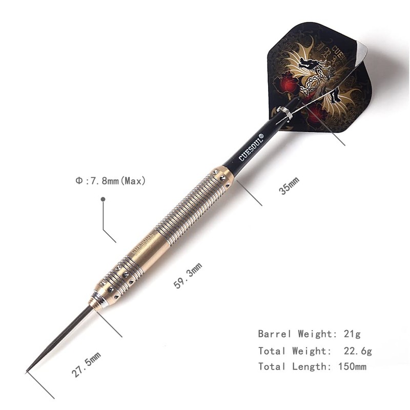 Cuesoul Dragon Deluxe Brass Steel Darts, 21 Grams
