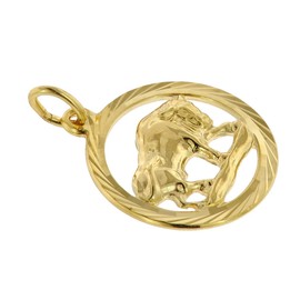 trendor Zodiac Sign Taurus 333 Gold Pendant Diameter 16 mm Fashionable Zodiac Sign Pendant Made of Real Gold for Men and Women Elegant Gift Idea 39000-05