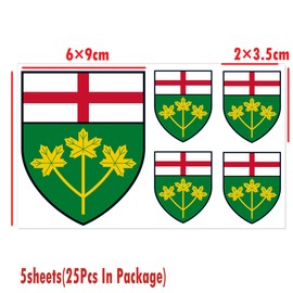 Ontario Coat of Arm Sticker,25PCS Ontarian Flag Decal Decoration,Waterproof Decor for Laptop Window Car Suitcase(5 Sheets)