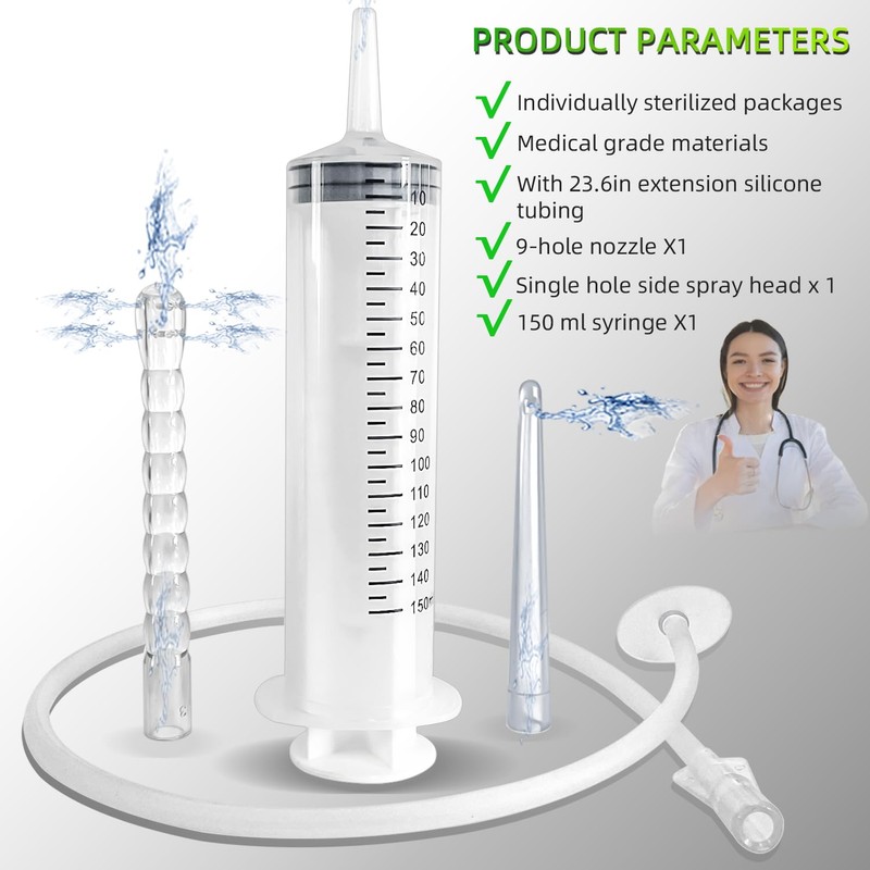 AZREKV 150ML Enema Syringe Cleaning Douche System，Travel Enema Kit for
