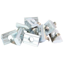 100 x T-Slot Nut Pivotable with Spring Slot 8 - Type B - M6 with Bridge, Steel