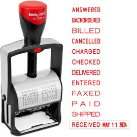 MaxMark 2024 Heavy Duty Date Phrase Stamp, Large Date Size - Exclusive 12-Year Band - Red Ink