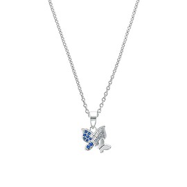 Prinzessin Lillifee Necklace with Pendant 925 Sterling Silver Girls Children's Necklace with Synthetic Zirconia 35 + 3 cm Butterfly Comes in Jewellery Gift Box, 35 + 3, Sterling Silver, Cubic Zirconia