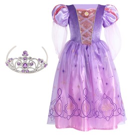 Sincere Party Purple Rapunzel Princess Dress-up Kostüm mit passender Tiara für Mädchen 7-8 Jahre